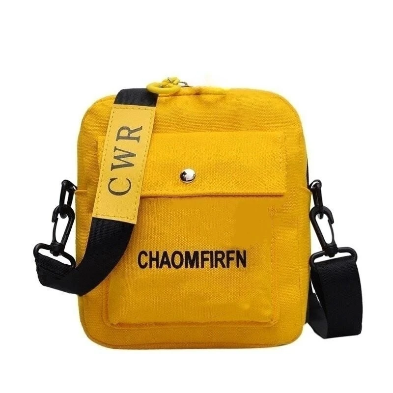 Crossbody Bag Women Yellow One Shoulder Canvas Letter Casual Fashion