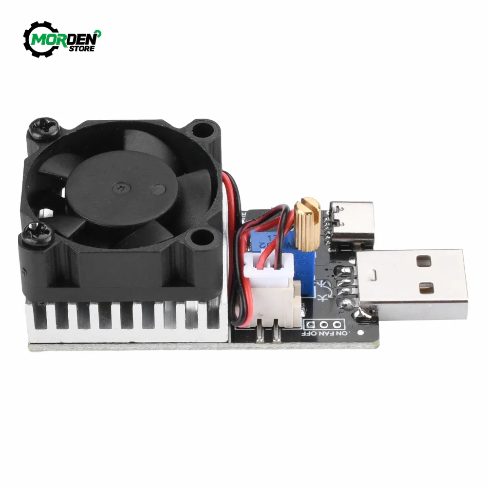 DC 3.7-20V 3A  25W Load Tester Electronic Test Resistor Module USB&Type C Interface Adjustable Constant Current with Cooling Fan 5