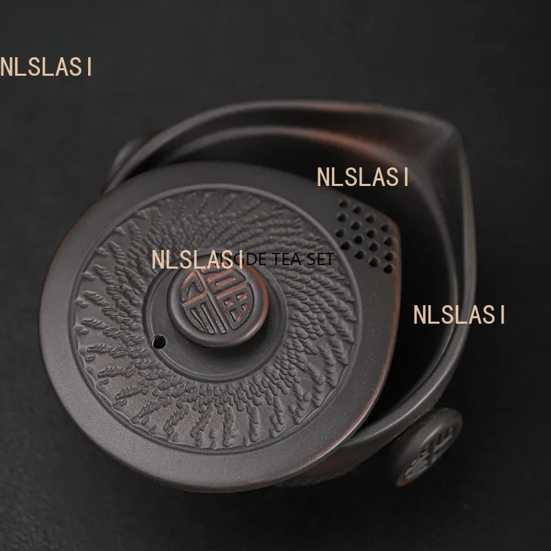 150ml purple pottery with handle lid bowl handmade Kung Fu tea set container business gift