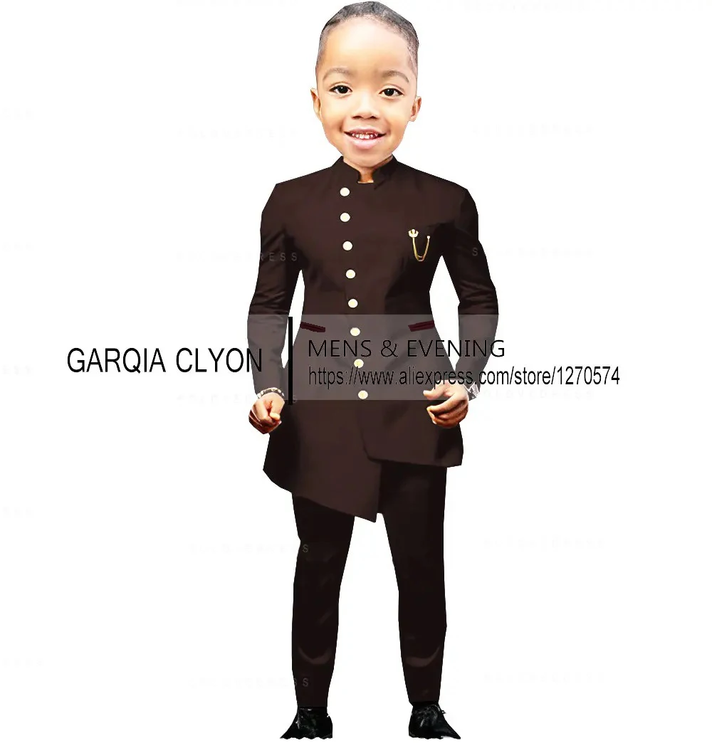 Fashion Suit for Boys Wedding Tuxedo Indian Style Jacket Pants 2 Pieces Slim Fit Kids Fashion Party Dress Child Clothes boys suits