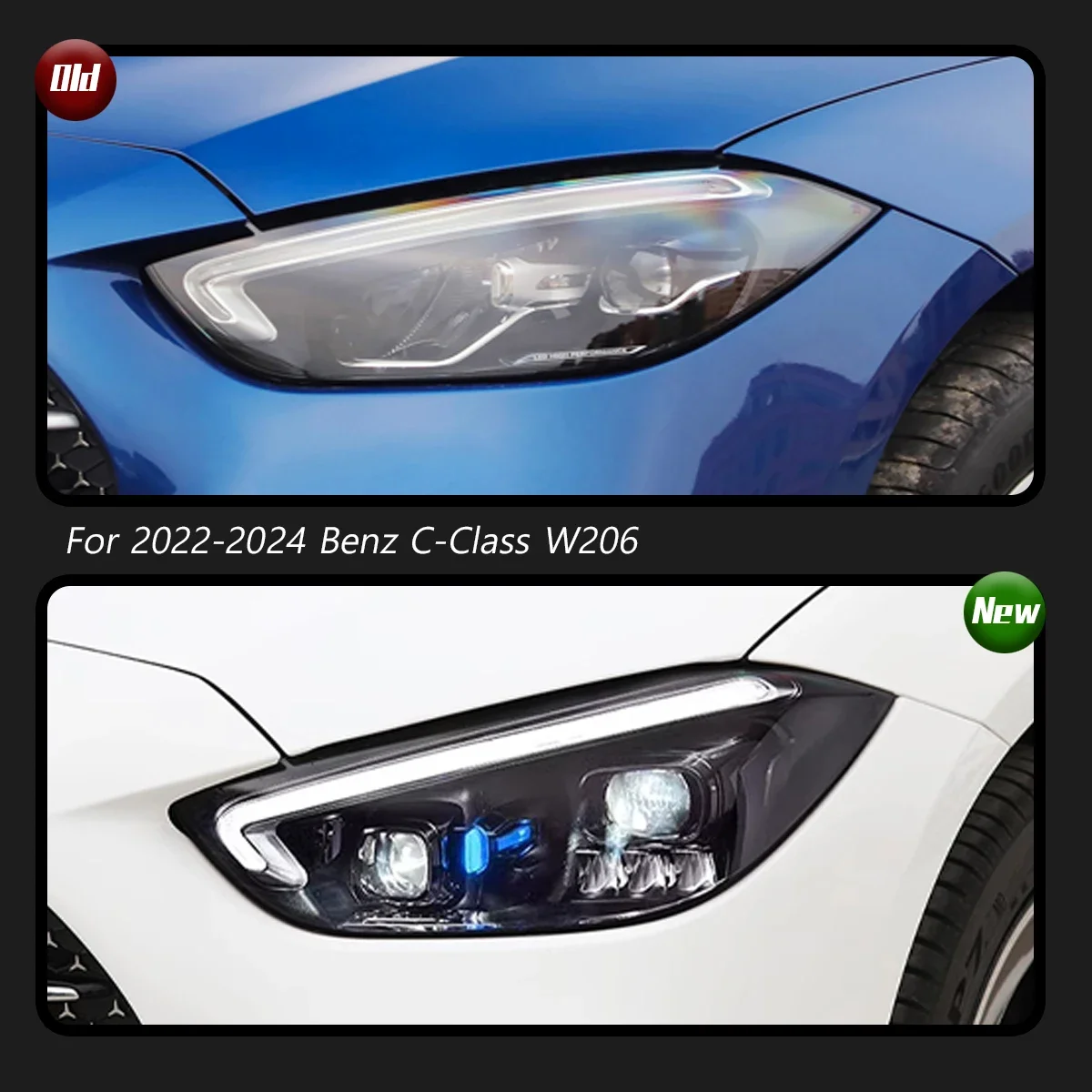 TYPY 자동차 헤드라이트, 벤츠 C 클래스 W206 2022-2024 LED 자동차 램프, 주간 주행등, 다이내믹 방향 지시등, 자동차 액세서리