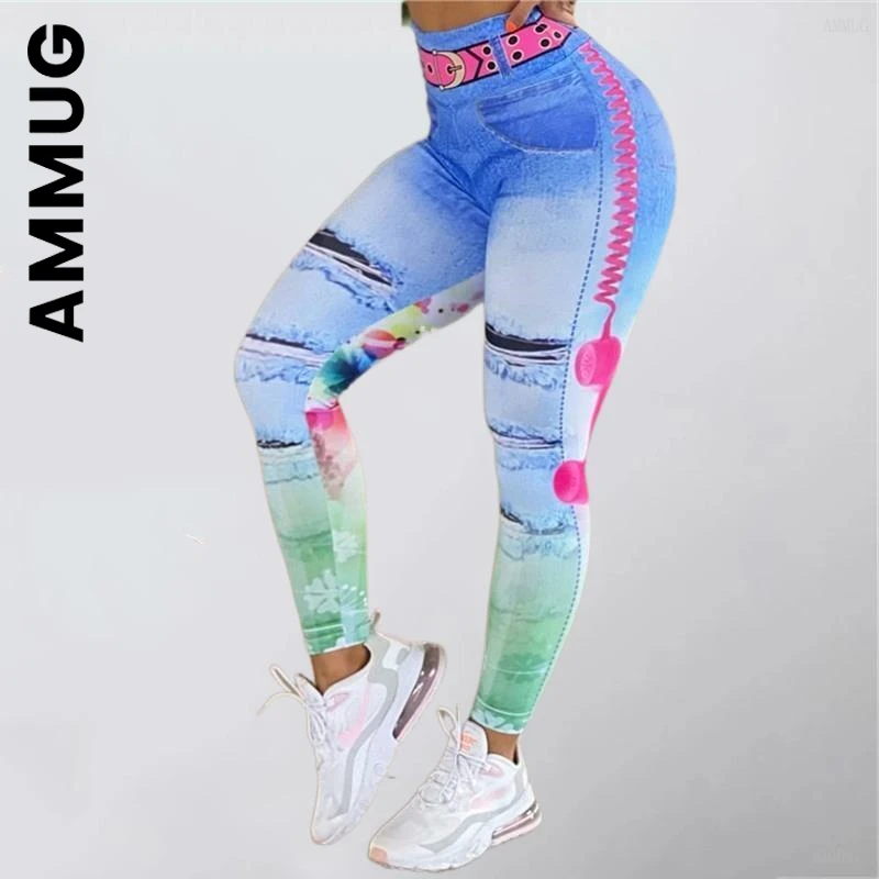 yoga pants for women Slim Pants Denim Telephone 3D Print Women Pants Push Up Running Sports Leggings Female Casual Trousers Fitness Legging fishnet leggings