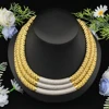 JRH Arabic Bride Set Gold Plated Zirconia Wedding Jewelry Luxury Gift for Saudi Arabia Kuwait Bride Ring Necklace Earrings Set