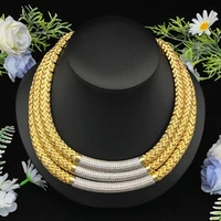 JRH Arabic Bride Set Gold Plated Zirconia Wedding Jewelry Luxury Gift for Saudi Arabia Kuwait Bride Ring Necklace Earrings Set