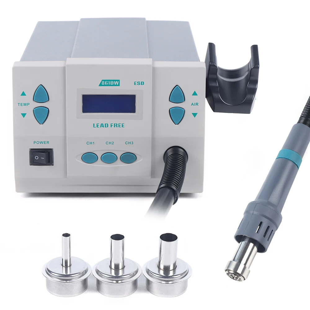 861DW Heat Gun Digital Display Station Hot Air Rework Station Soldering 1000W 110V 100℃~500℃ 3