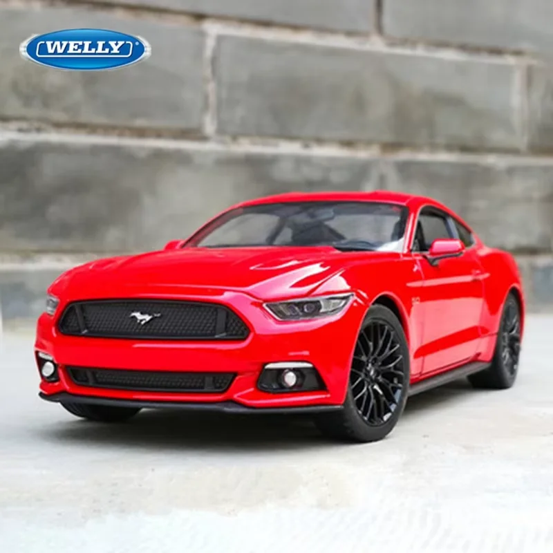 Welly 1:24 포드 머스탱 GT 합금 스포츠카 모델 다이캐스트 금속 레이싱 차량 자동차 모델 시뮬레이션 컬렉션 어린이 선물