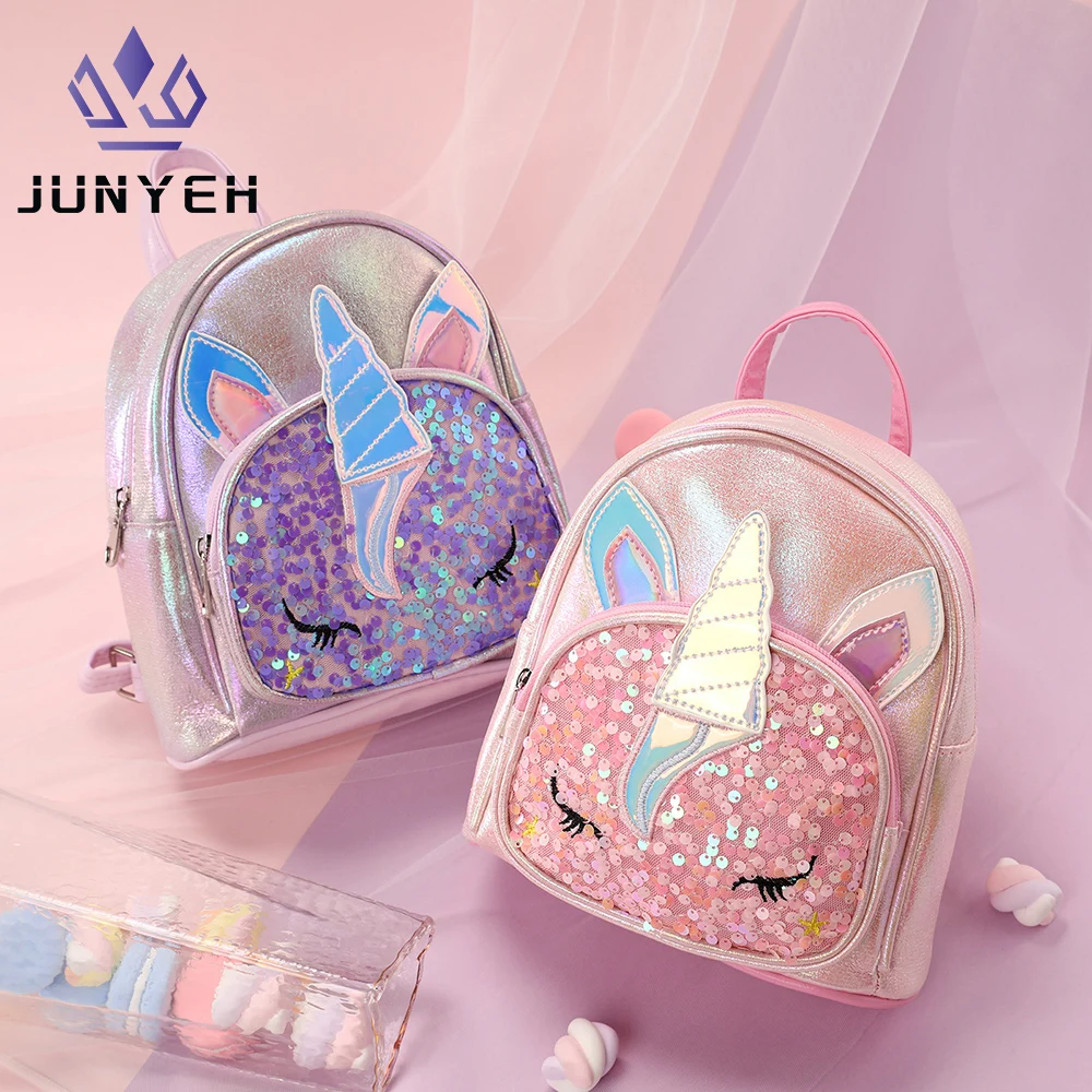 Cartoon Unicorn Backpack Sequined Laser PU Children's Shoulder Bag Cute Fashion Kindergarten Schoolbag For Kids Gift 3+ Years 1