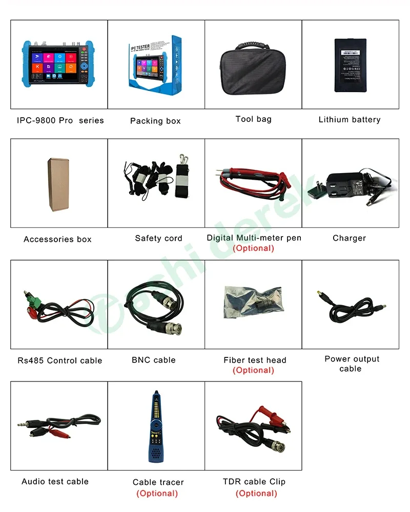 Фото IPC-9800 CLMOVTADHS Pro 7-дюймовый IPS сенсорный экран монитор CCTV тестер HD TVI CVI AHD SDI IP-камеры тестер плюс H.265 8K №5