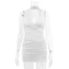 Sexy Deep V Evening Party Sleeveless Backlss Dress 2024 Summer Short White Halter  Dresses Women Tight Club Mini Dress Clubwear 5