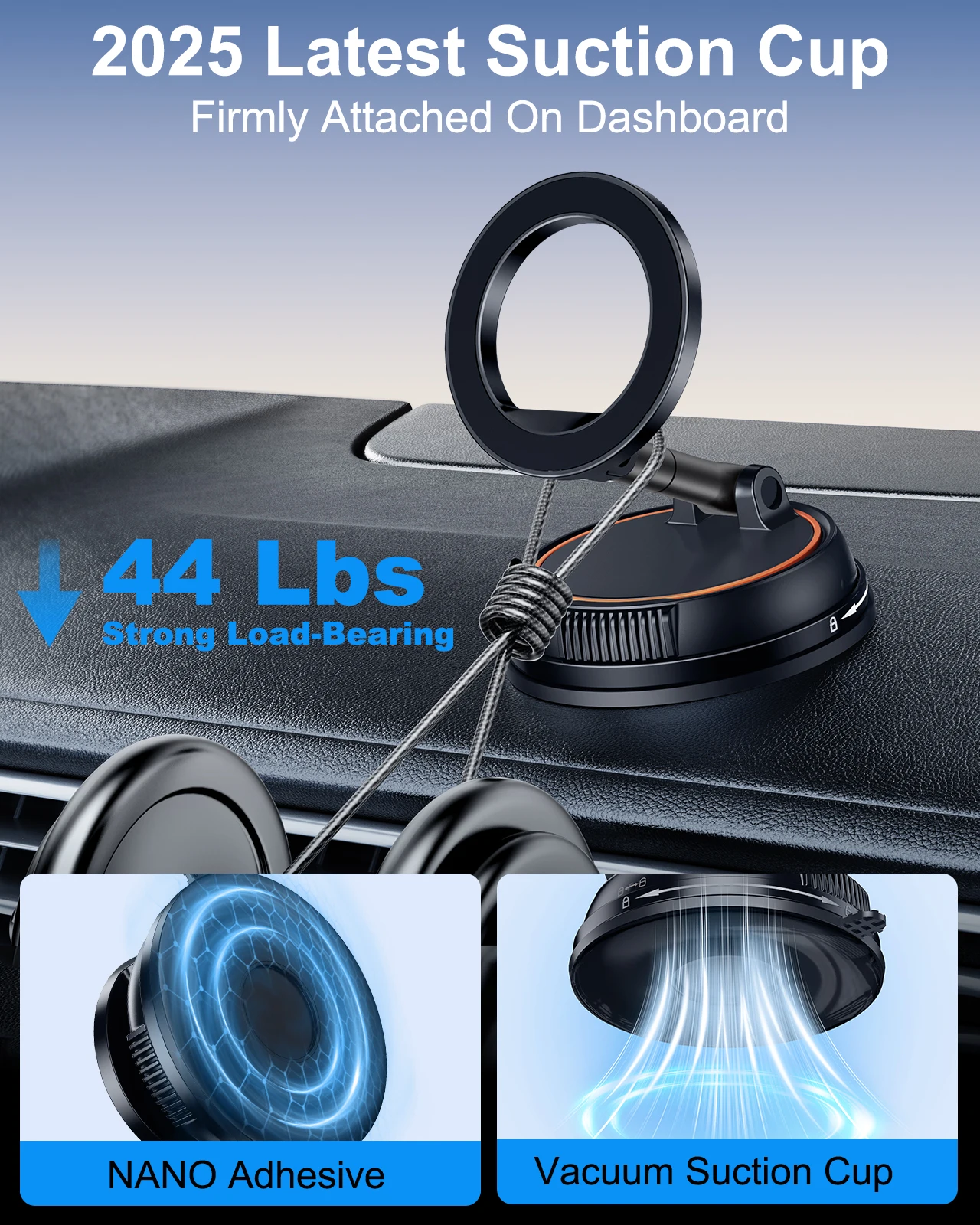 Eary Magsafe Car Phone Holder Mount Dashboard Magnetic 360 Rotatable Foldable Fit For iPhone 16 15 14 13 Pro Max Car Accessories