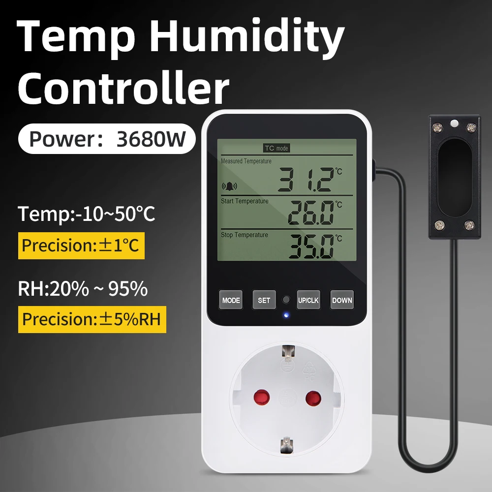 Greenhouse Temperature Control Attic Fan Thermostat With Humidistat -  Adjustable Temperature \u0026 Humidity Control With Safety Fuse Thermostat  Humidistat Combo, image size:1000x1000