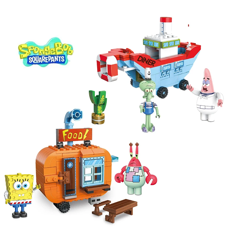 Bob l'éponge SquarePants assembler des blocs de construction crabe patron crabe Pot roi Base Restaurant expéditions grande étoile poupée enfants cadeau jouet