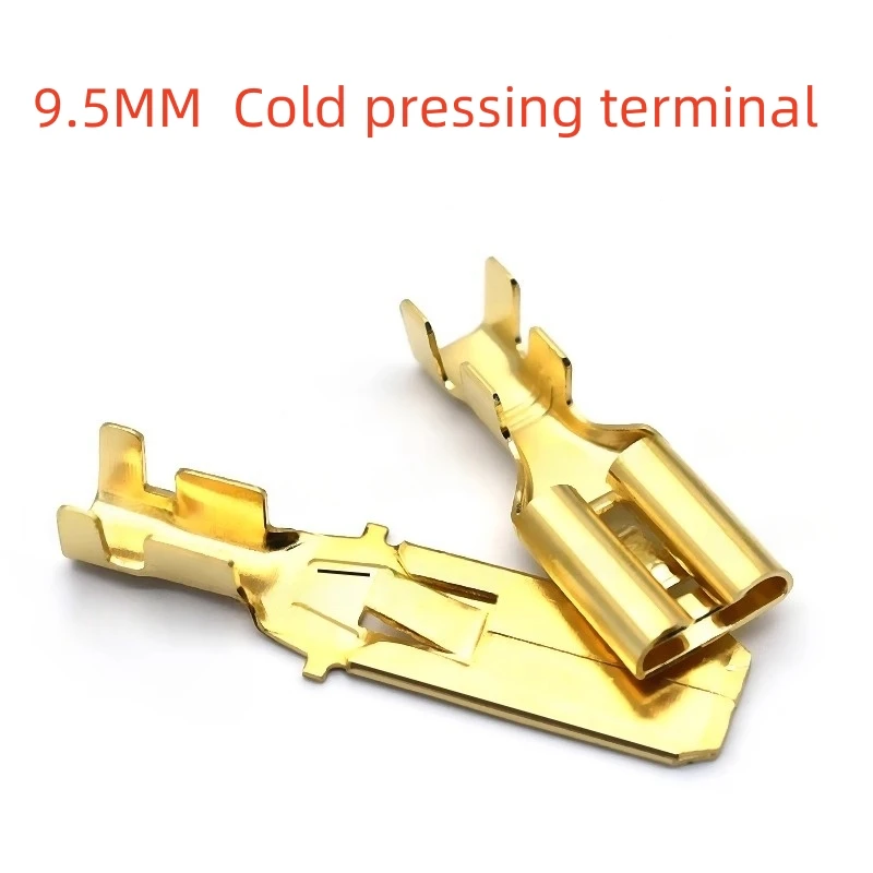 ขั้วต่อสปริงแบบกดเย็น 9.5 มม. จำนวน 100 ชิ้น ขั้วต่อแบบมีหนามแบน 9.5 มม. สามารถเชื่อมต่อกับสายไฟขนาด 4-6 ตารางมิลลิเมตร 1