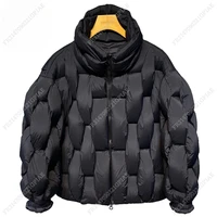 Unisex Thick Parkas Jackets Women Luxury Designer Square Weave High Collar Warm Jacket Casual Oversized Warm Puffer Bubble Coat 1