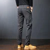 Men's Twill Slim Pants Business Straight Cotton Casual Trousers Brand Fashion Korean Elastic Coffee Black Gray Pant 4