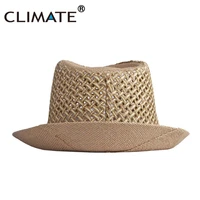 CLIMATE Cool Summer Fedora Retro Cool Men Solid Straw Bowler Hat Cap Vintage Breathable Paper Hat Summer Top Hat Cap for Men 5