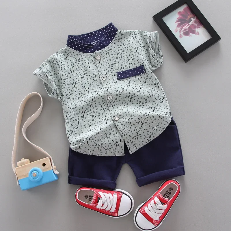Kids Clothes Summer Boy Clothing Casual Short-sleeved Cotton T-shirt + Pants 2 pieces