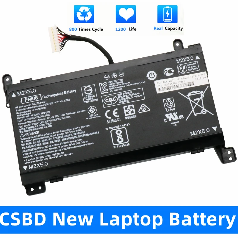 

CSBD New 14.6V 5700mAh FM08 Laptop Battery For HP OMEN 17-an013TX 17-an014TX TPN-Q195 HSTNN-LB8B TPN-Q195 8922753-421