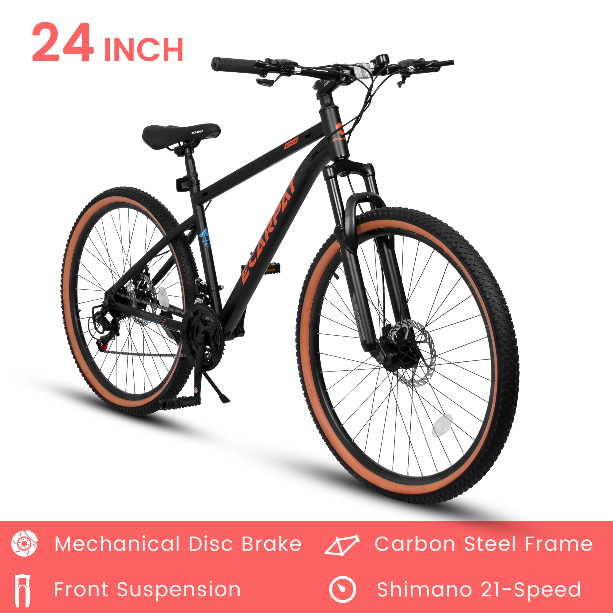 Ecarpat Mountain Bike 24 Inch Wheel, 21-Speed 15
