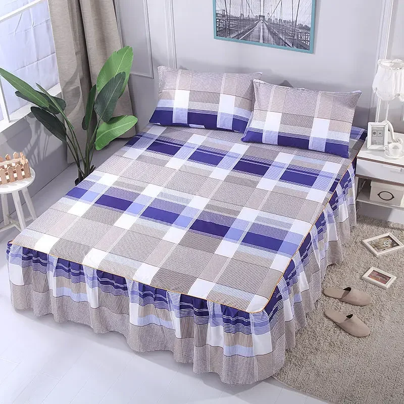 Bed Sheet Set Flower Bedspread - Non-Slip Bed Dress Sheet for King/Queen Size (1.5M/1.8M/2M) Beds Soft Home Bedding Cover 4