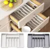 Expandable Utensil Tray Adjustable Plastic Silverware Organizer Spoons Forks Knives Cutlery Holder Kitchen Gadgets 1