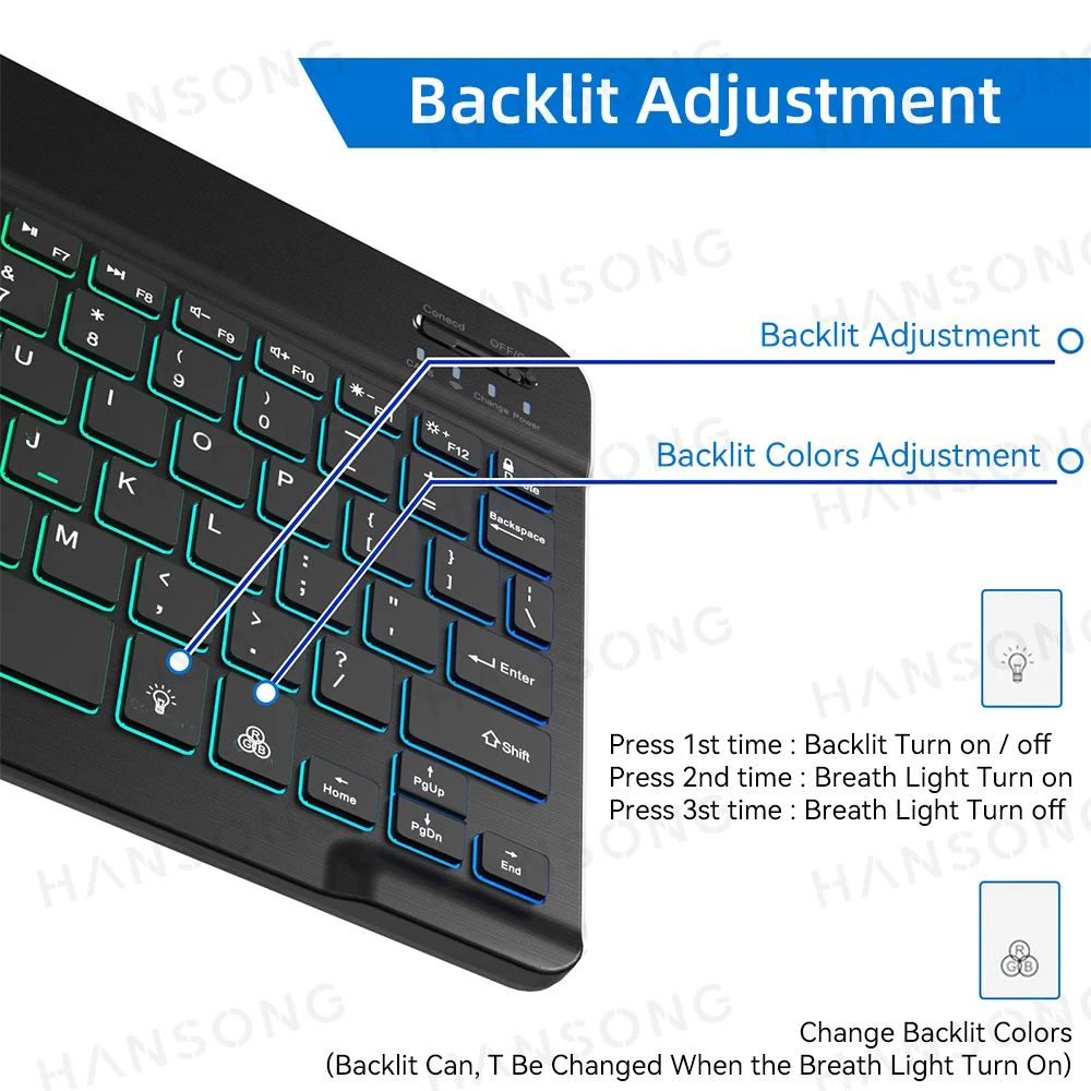 Backlit Wireless Keyboard For iPad iPhone For Android iOS Windows Samsung Xiaomi Tablet SmartPhone Bluetooth-Compatible Keyboard
