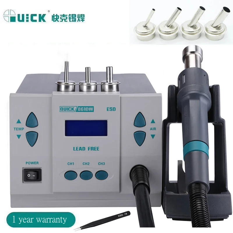 Original 1000W220/110V QUICK 861DW heat gun lead free hot air soldering station microcomputer temperature Rework Station+7nozzle 2