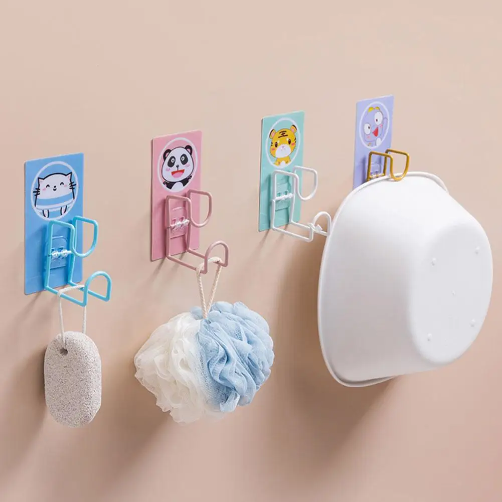 

Cartoon Basin Hook Multifunctional Adhesive Hooks Wall Mop Holder Brush Broom Organizer Rack For Bathroom Kitchen Hooks U0N2