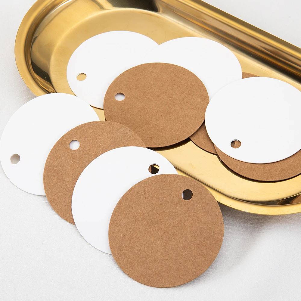 100pcs 50pcs Round Hang Tag 5cm 6cm Blank Kraft Paper Card for DIY Jewelry Packaging Retail Price Tag Wedding Party Gifts Labels