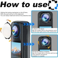 Protecteur d'objectif rotatif 8 en 1 pour Insta 360 X5 X4, avec protecteur d'écran, Films anti-rayures pour Insta360 X4 X5, protecteur d'objectif d'appareil photo 6