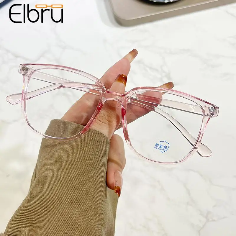 

Elbru New Fashion Clear Frame Myopia Glasses Men Women Anti Blue Light Finished Eyeglasses Unisex Nearsighted Optical Eyewear