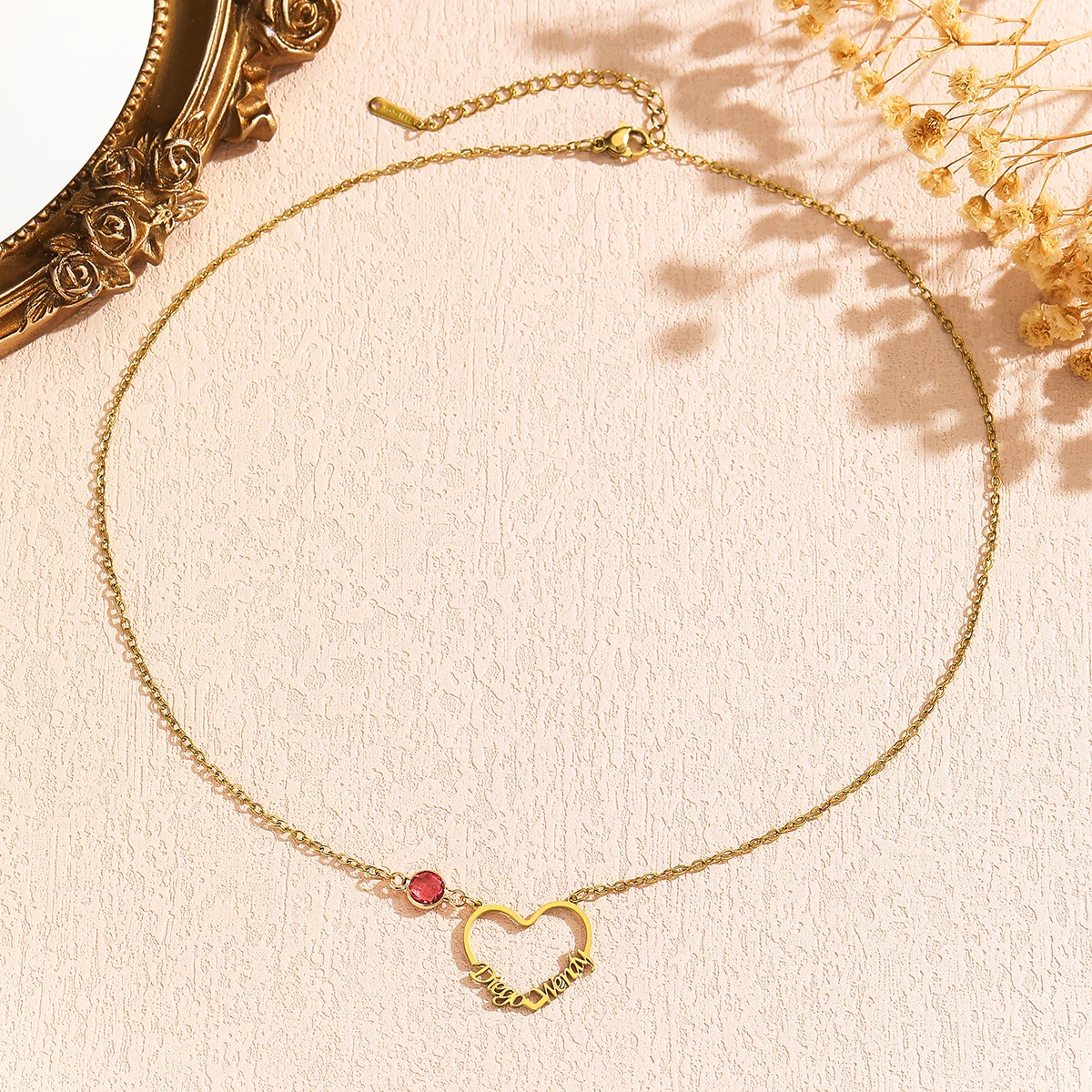 여성을위한 맞춤형 사용자 정의 이름 하트 목걸이 스테인레스 스틸 체인 하트 참 초커 Dainty Jewelry Gift