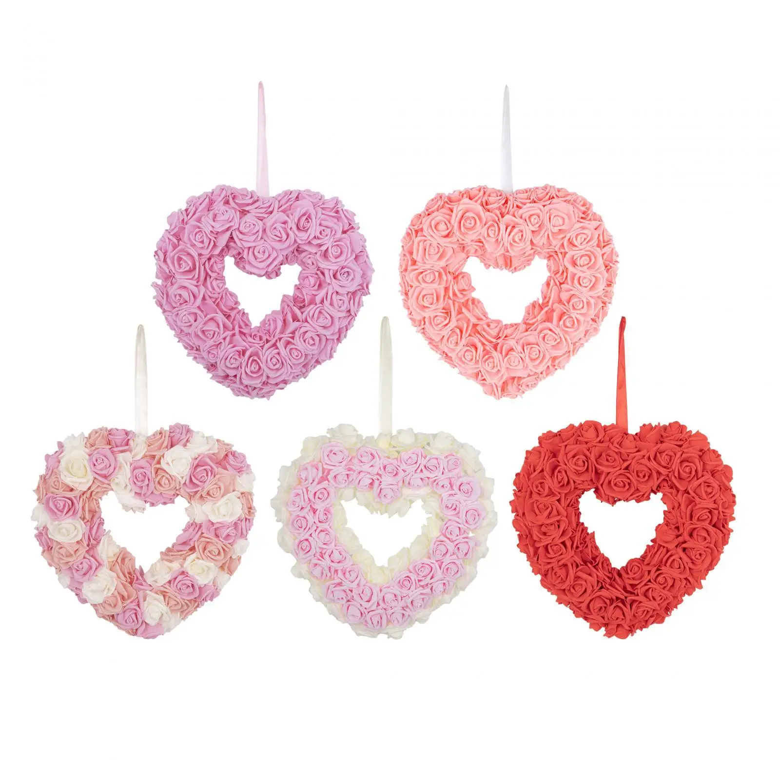 

Valentines Day Heart Shaped Artificial Rose Wreath 14x14inch