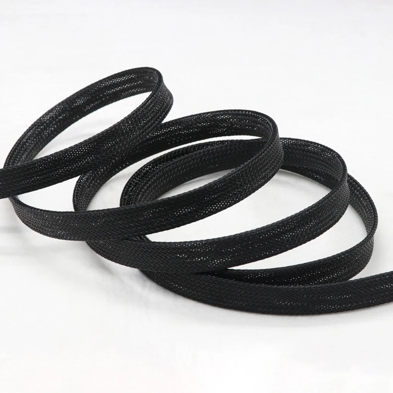 2M Black PET Braided Sleeving Diameter 1~40mm Insulated Wire Cable Protection Sleeve Flame Retardant Nylon Tube