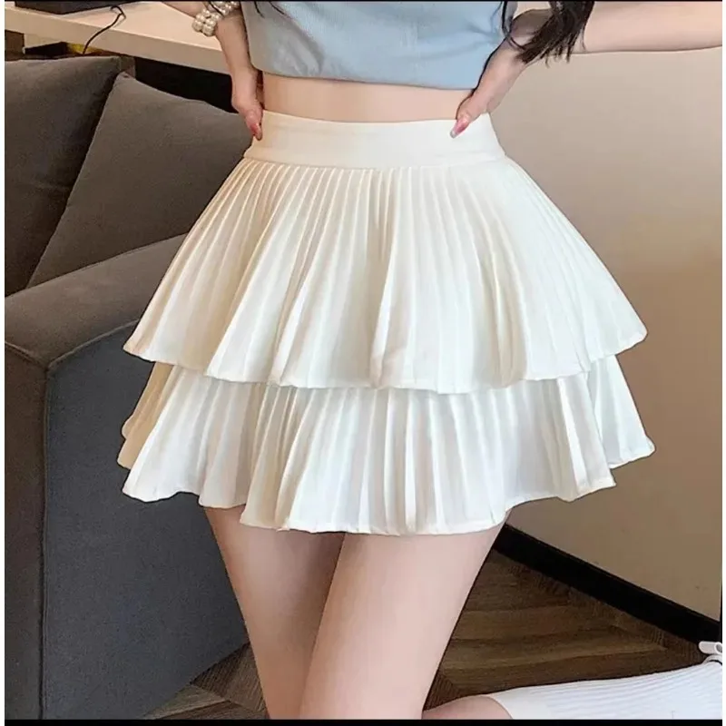 New Mini Skirt Cute Balletcore Elastic High Waist Ball Gown Ruffle Patchwork Lolita Skirt Short Korean Sweet Y2K Women Clothing
