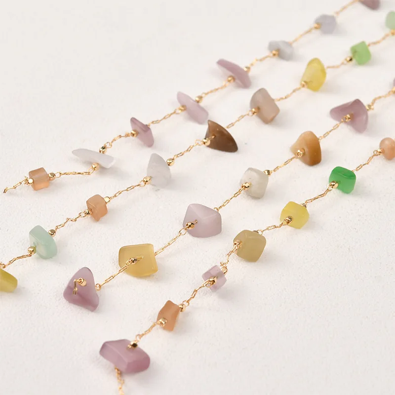 

Copper Plated Chain Creative Natural Color Stone 2pcs/lot For DIY Fashion Necklace Jewelry Making Finding Accessories