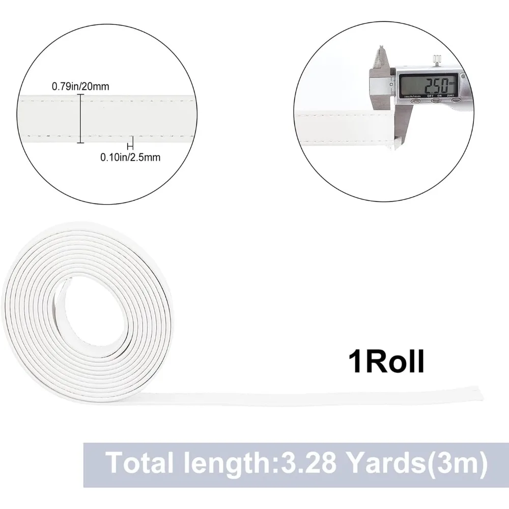 PU 가죽 가방 스트랩 플랫 가방 교체 액세서리 화이트 300x2x0.25cm