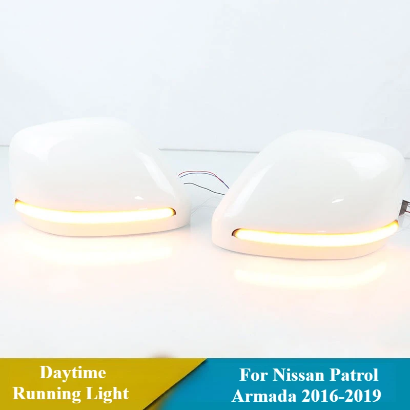 For Nissan Patrol‌ Armada 2016-2019 Car Led Daytime Running Light Yellow Streamer Steering Rear View Mirror Lights Side Blinker detail image 3