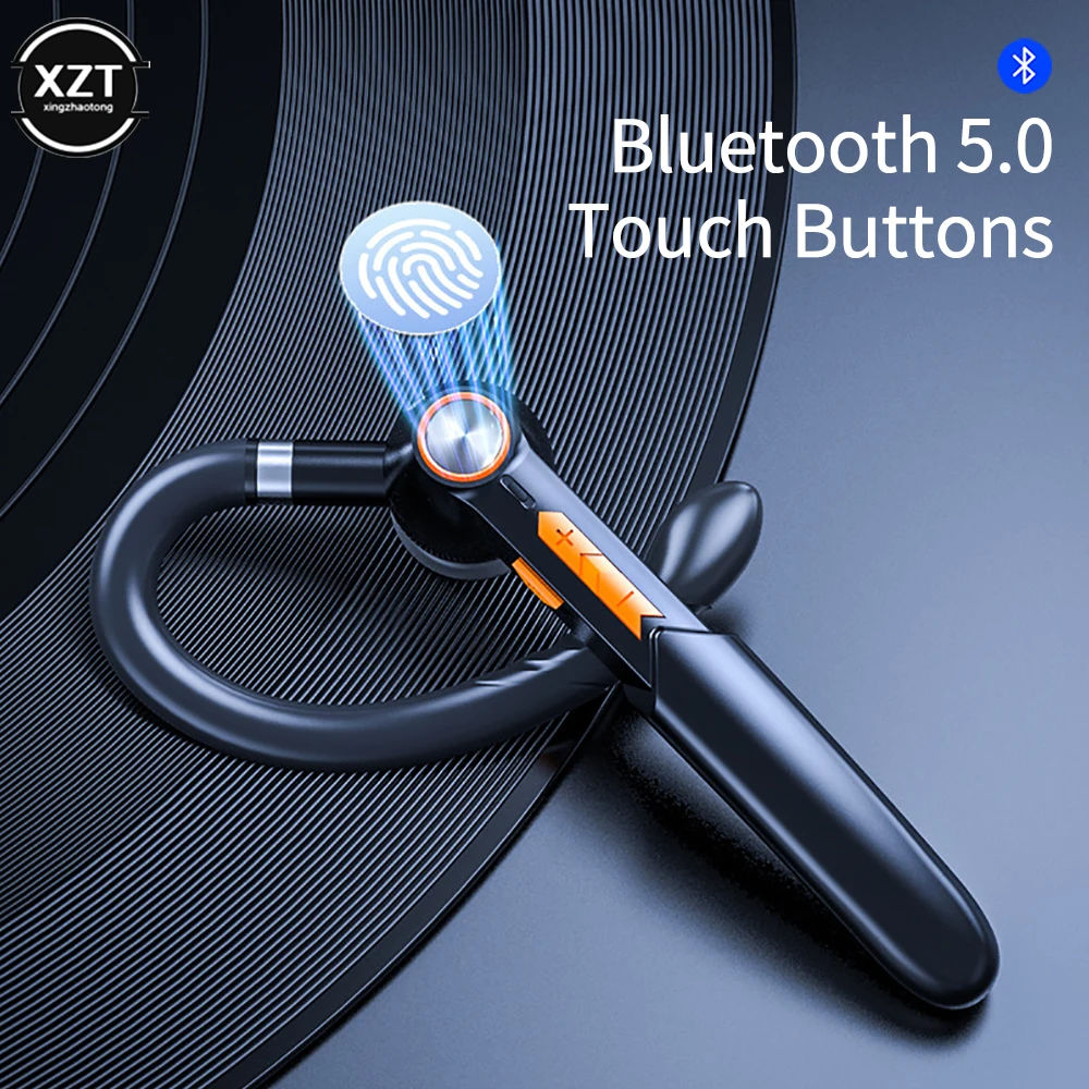 

ME-100 Single Ear-hook Business Headset Bluetooth 5.0 Touch Earphone HIFI Stereo Music Headphones with MIC for Smartphone