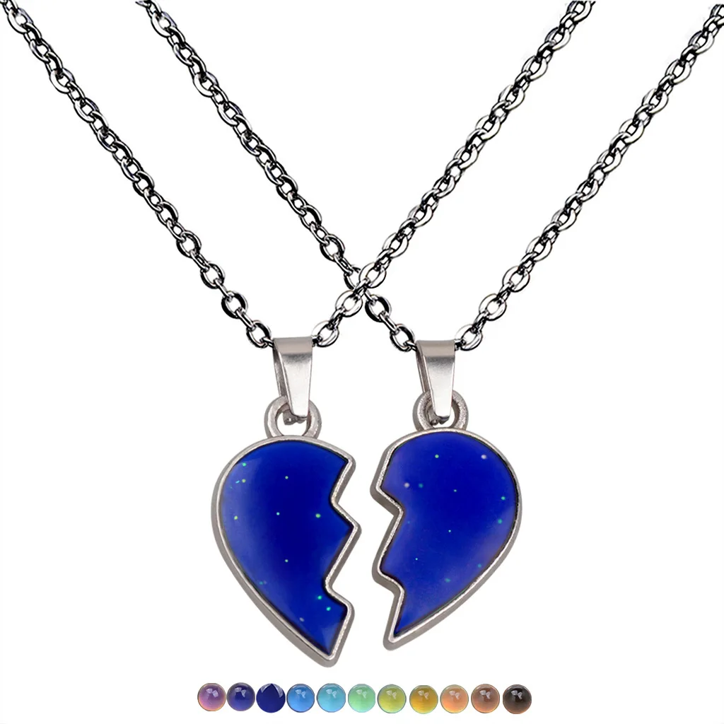 

Men Women Couple Angel Wings Love Temperature Mood Color-changing Necklace Best Frind Stainless Steel Chain Jewelry