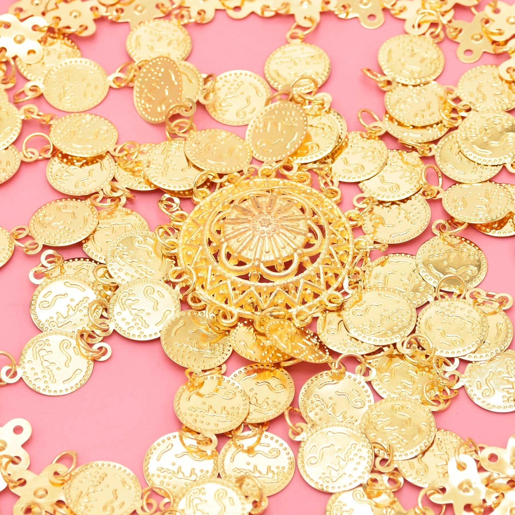 Set Gioielli Stile Boho Con Monete Vintage - Per Costumi Zingare, Danza Del Ventre E Feste - Foto 2