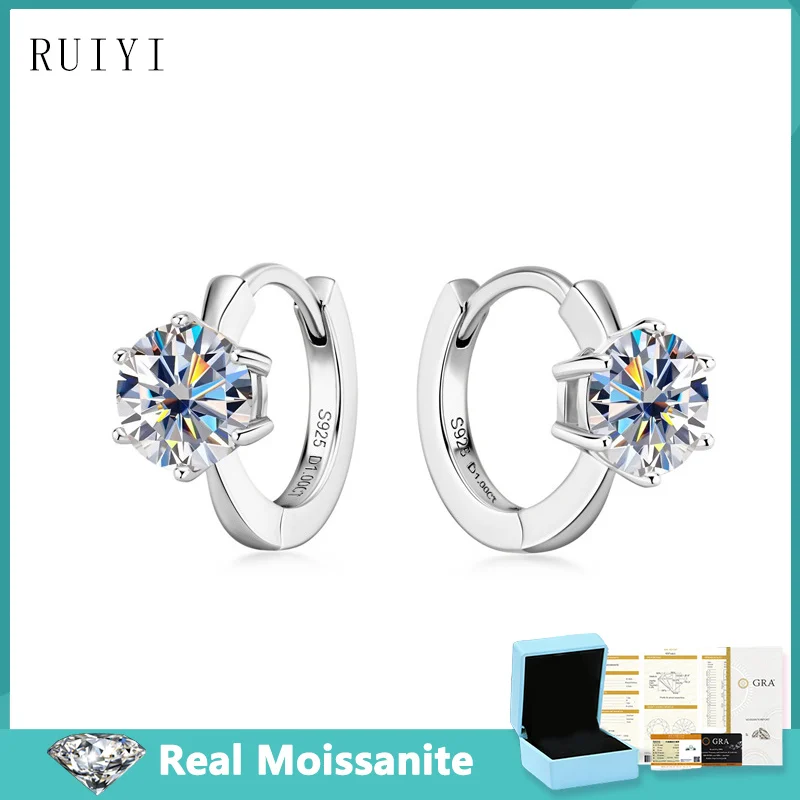 

2 Ct /1 Pair Senior Sense Luxury Moissanite Diamond Earrings for Women Wedding Party Jewelry S925 Sterling Silver Hoop Earring