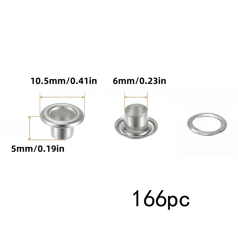 166개 6mm 스테인레스 스틸 그로밋, 풀림 방지, 플라스틱 폴더 걸이 구멍용, 사무용품 액세서리