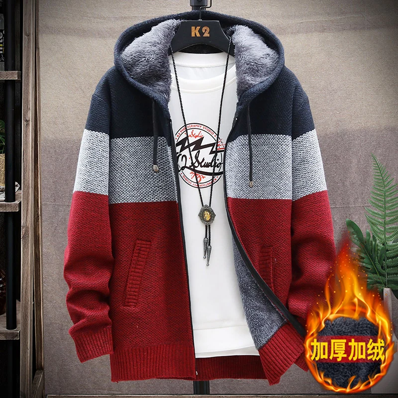 Knitted Cardigan Sweater Coat Fleece For Men Winter
