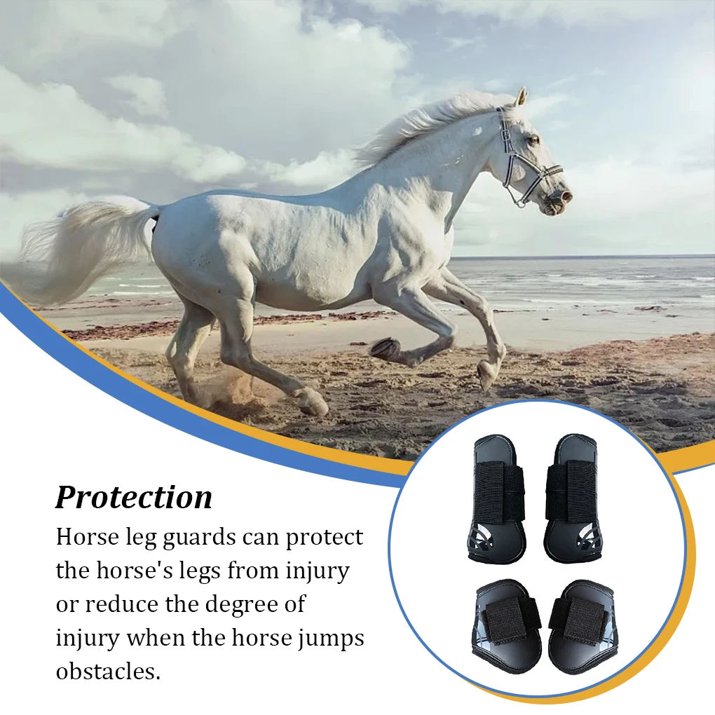 2 Pairs Equestrian Supplies Horse Shin Guards Protective Gear Good Elasticity Legging Tightness Adjustable Protective Gear 4