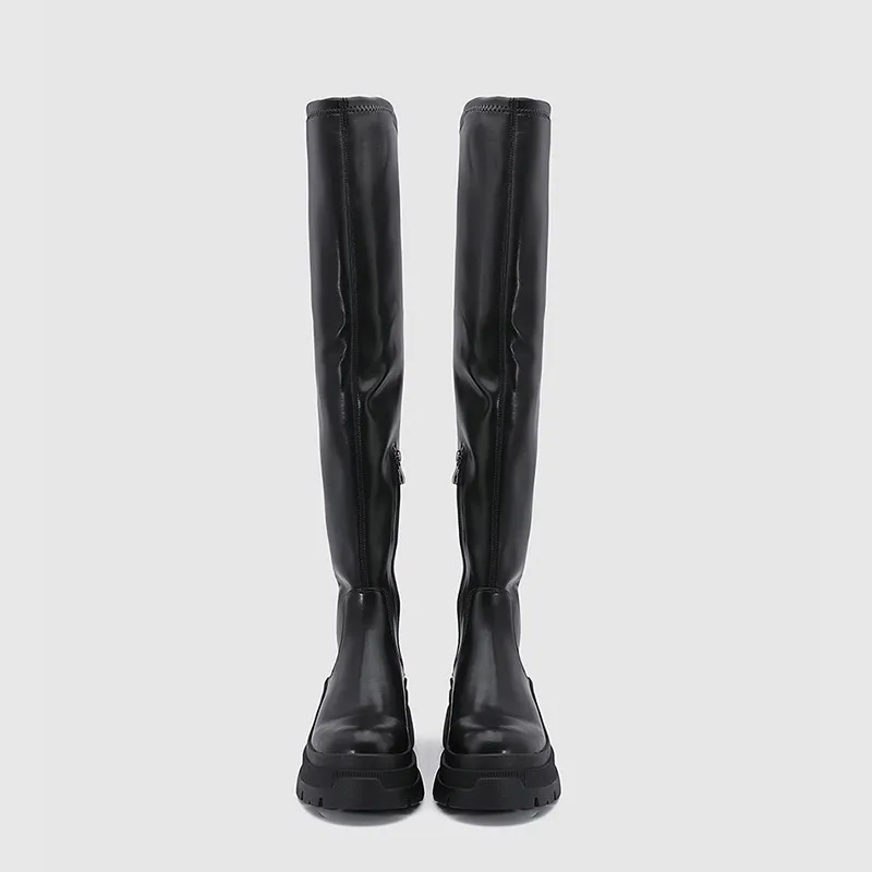 Women Sexy Boots Platform Punk High Thin Heels Over The Knee Long Boots Autumn Winter Zip Silver Casual Party Shoes Cowboy