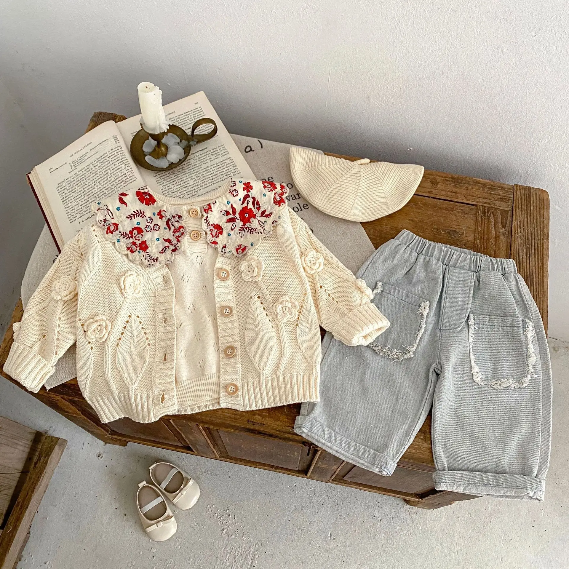 女の子　出産準備　洋服&小物　５０点まとめ売り 0-3T Newborn Kid Baby Girl Clothes Winter Warm Baby Sweater