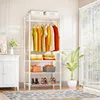 H4 Mini Portable Closet, 4 Tiers Freestanding Clothing Garment Rack for Small Space, Metal Clothes Wardrobe System for 2
