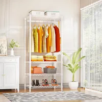 H4 Mini Portable Closet, 4 Tiers Freestanding Clothing Garment Rack for Small Space, Metal Clothes Wardrobe System for 2