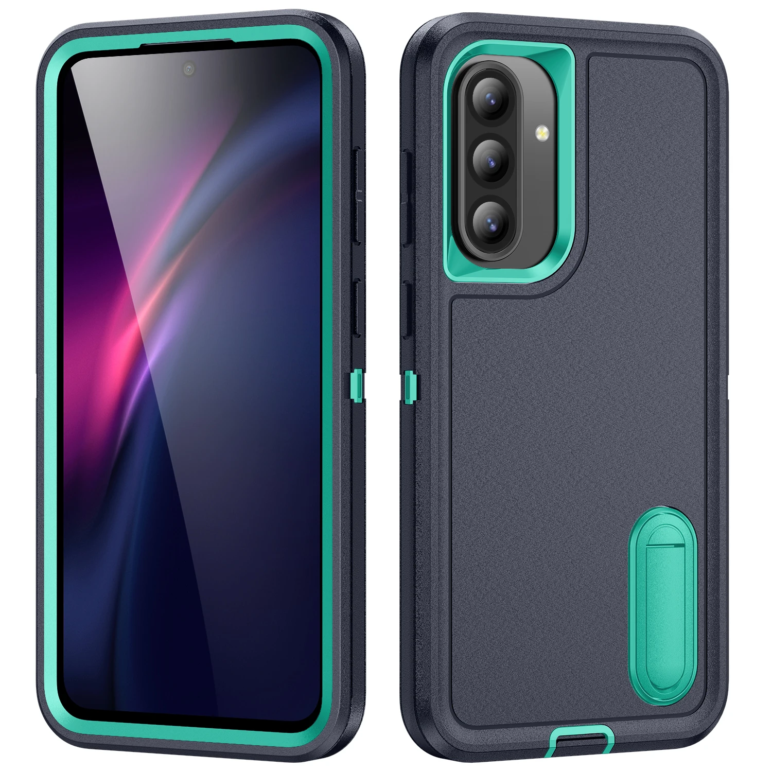 Triple Protection Heavy Armor Shockproof Phone Case with Hard Plastic Frame and Soft TPU Back Cover